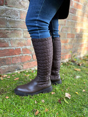 Chocolate Quilted Knee High Boots