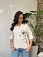 Stone Collared Flower Sweatshirt Angel