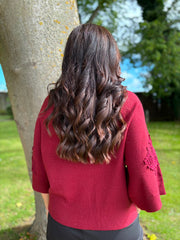 Wine Floral Lace Knit Joanne