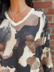 Black Watercolour Shimmer Top Freya