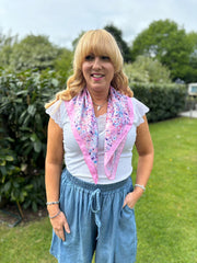 Pink Ditsy Summer Floral Scarf