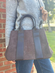 Chocolate Multi Fabric Handbag