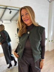 Khaki Boucle Button Waistcoat Rachel