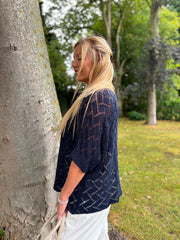 Navy Abstract Pattern Knit Tori