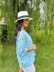 Blue Paisley Bubble Cotton Top Quinley