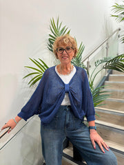 Dark Denim Gathered Loose Knit Paige