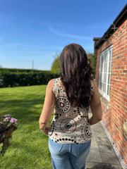 Pink Medallion Shimmer Vest Elaina