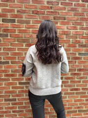 Grey Leopard Lace Heart Knit Olivia