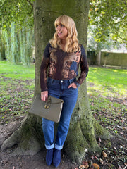 Navy Scenic Printed Top River