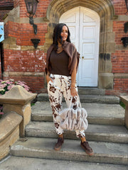 Chocolate Flower Pattern Trousers Isla