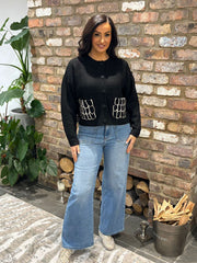 Black Angel Wing Pocket Cardi Raya