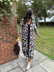 Mocha Multi Print Longline Dress Briella