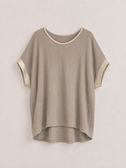 Mocha Gold Trim Textured Top Joanie