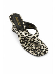Black Leopard Toe Post Heels