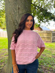 Pink Short Sleeve Chevron Knit Kenna