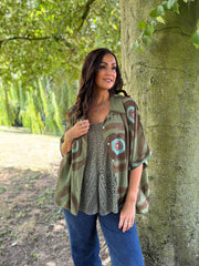 Khaki Tie Dye Print Blouse Katherine