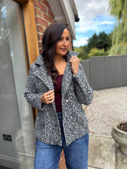 Grey Marl Boucle Buttoned Coat Isla