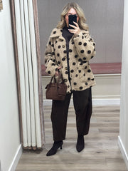 Stone Polka Dot Fleece Jacket Kiera