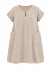 Stone Bubble Cotton Pocket Dress Kia