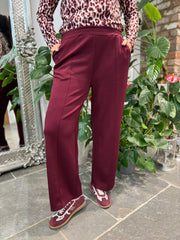 Wine Seam Front Pull On Comfort Trousers