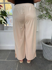 Stone Pull On Wide Leg Velour Trousers