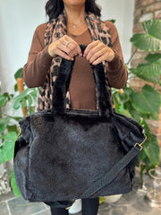 Black Fluffy Tote Bag