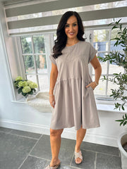 Mocha Smock T-Shirt Dress Hazel