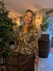 Olive Mixed Print Twist Front Top Bronte