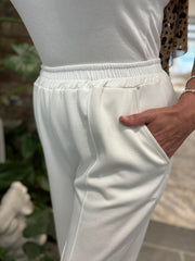 White Seam Front Pull On Comfort Trousers