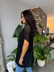 Black Open Knit Mesh Top Leah
