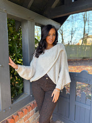 Stone Knitted Wrap Jumper Nell