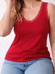 Red Ribbed Lace Vest Trina