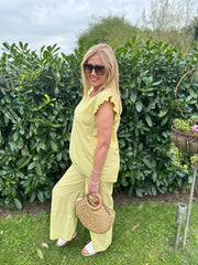 Yellow Gingham Frill Sleeve Set Evie