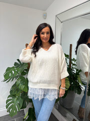 Winter White Two Piece V Neck Knit Eileen