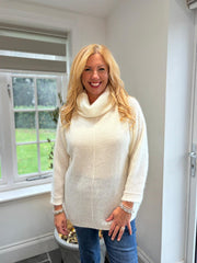 Winter White Roll Neck Shimmer Knit Susan