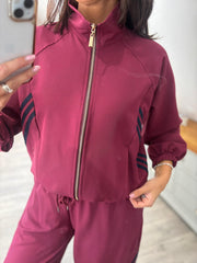 Wine Stripe Zip Jacket Roxy