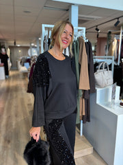 Black Sequin Panel Sweatshirt Victoria