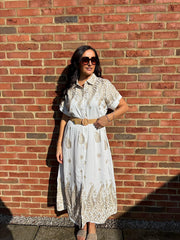Gold Embroidered Shirt Dress Aspen