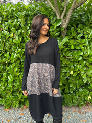 Black Speckled Panel Dress Clara