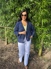 Navy Bubble Cotton Hooded Jacket Hayley