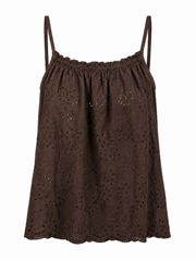 Chocolate Broderie Vest Amara