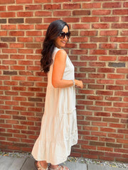 Stone Bubble Cotton Fringed Tier Dress Amanda