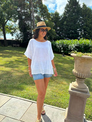 White Multi Hole Detail Top Terri