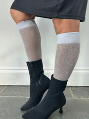 Silver Glitter Knee High Socks