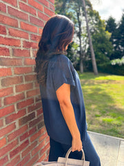 Navy Mesh Detail Top Parker