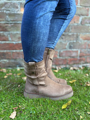 Mocha Chunky Ruched Boots
