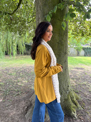 Mustard Fringed Neck Top Donna