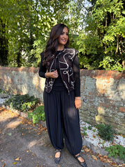 Black Boucle Swirl Pattern Waistcoat Flo