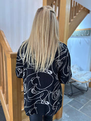 Black Swirl Collared Knit Daphne