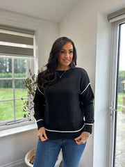Black Contrast Trim Knit Bethany